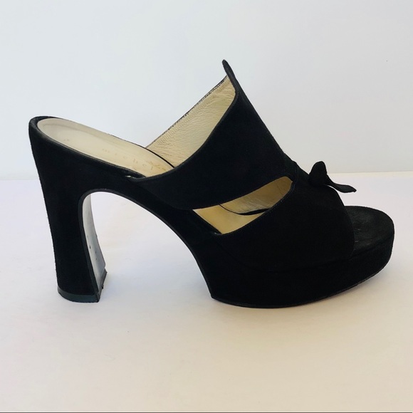 Michel Perry black suede wedge sandals - Picture 2 of 5